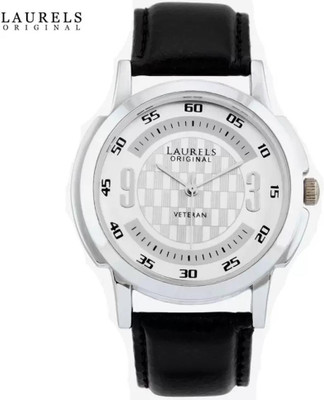 LAURELS VETERAN 01 Men's Black Leather Strap White Dial Watch Analog Watch  - For Men