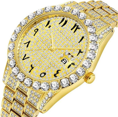 OneThread Arabic Dial Diamond Simulant Watch Analog Watch  - For Men