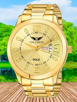 LOIS CARON LCS-8404 Original Gold Plated Day & Date Series Chain for Boy Analog Watch  - For Boys