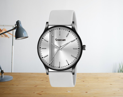 Spencher Pvc Silicone Black Spencher Analog Grey Dial Silicone Grey Strap Analog Watch  - For Men