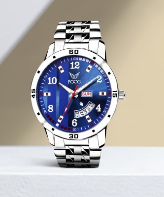 FOGG Printed Blue Day and Date Analog Watch  - For Men