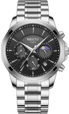 NIBOSI NB-2575 Chronograph Stainless Steel Classic Strap Watch Luminous Quartz Analog Watch  - For Men