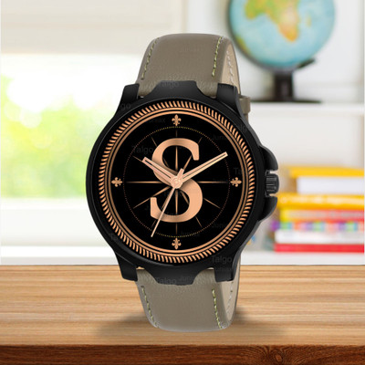 juniax ALPHA-S-3K-BLK-GRN-L Fancy Design Stylish ALPHABET S Dial Green Leather Strap Men Wrist Watch Analog Watch  - For Men
