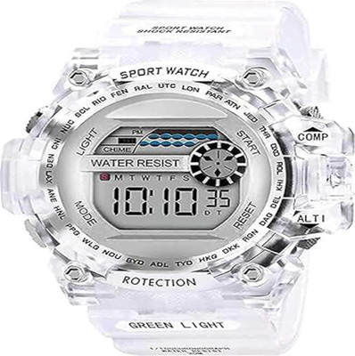 RHYLOZ Sport Watch TransparentStrap Shockproof Waterproof Digital Alarm Watches for men Smartwatch(White Strap, Mens)