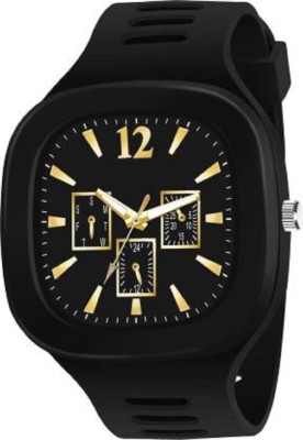 STIZONA New Black Square Dial Analogue Silicon Strap Stylish Designer 1PC Analog Watch  - For Men