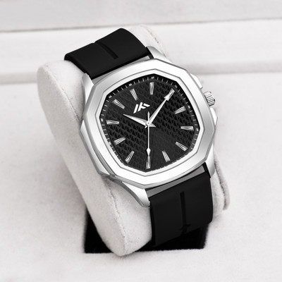 LEBENSZEIT LS6101BK Silicone Adjustable Strap With Square Finish AURA Look Premium Collection Analog Watch  - For Men