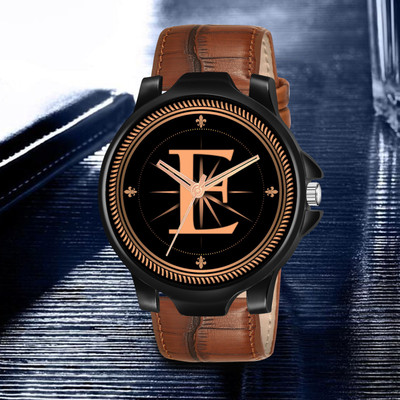 FEMEO ALPHA-E-3K-BK-BLK-DBRW-1 Alpha Heritage Collection E Brown Strap Watch for Man & Boys Analog Watch  - For Men