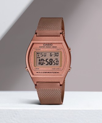 CASIO B640WMR-5ADF Vintage Rose Gold Dial Rose Gold Stainless Steel Mesh Band Digital Watch  - For Men & Women