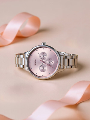 Titan Purple Purple Razzle Dazzle Pink Dial Stainless Steel Strap Analog Watch  - For Women