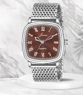 JAINX Brown Square Dial Steel Chain Vintage Analog Watch  - For Men