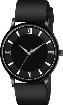 PEPPER STYLE Men Analogue Slim Round Dial Wrist Watches for Boys Stainless Steel case Silicon Analog Watch  - For Men