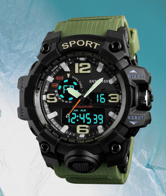 AWEX SKM 1155 Green Green Strap Watch with Sports Functionality Analog-Digital Watch  - For Boys
