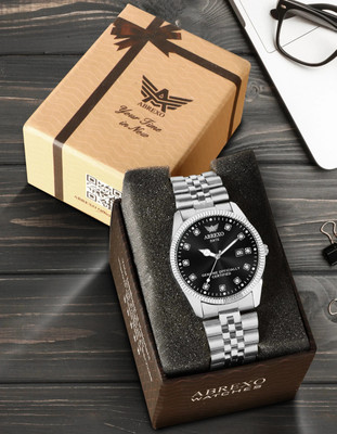 ABREXO Abx7777-Silver Black Series Pilot Series Date Working Round Black Dial Quartz Mechanism Watch For Boys Analog Watch  - For Men