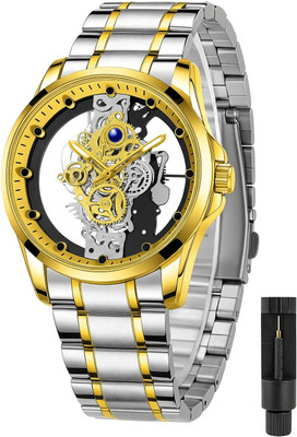 arruecommerce Silver skeleton Dual tone Analog Watch  - For Men