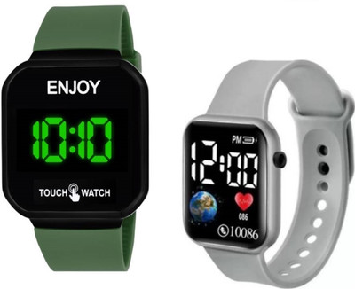 SKIVIEI F-TC1008 Combo Set Pack of 2 Automatic Waterproof Digital Watch  - For Boys & Girls