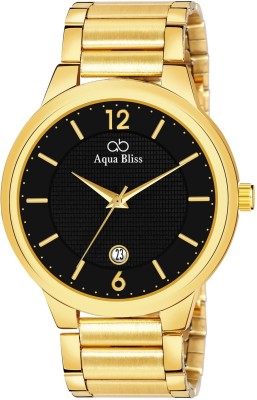 AquaBliss Gold Stainless Steel Date Display Analog Watch  - For Men