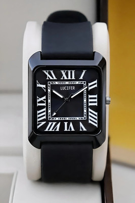 Lucifer DRM015 - full black Luxury Quartz Square dail Silicon Band Watch for men Analog Watch  - For Men