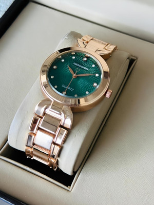 Americanviber AVW0037 Elegant Crystal Studded Dial Women's Watch Designer Bangle Style Watch for Girl Analog Watch  - For Women