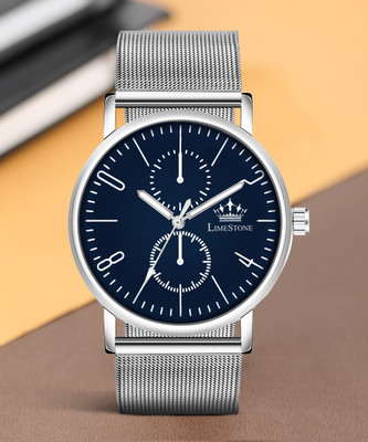 LIMESTONE Mesh Metal Strap Minimalist Stainless Steel Slim Quartz Analog Watch  - For Men