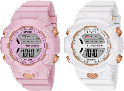 VARNI ENT Digital Day Date Time Week Month Dial Premium Plastic Strap Combo Watches Digital Watch  - For Men