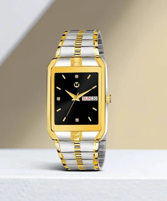 WIZARD TIMES HM-W9064 Golden Series Two Tone Black Dial Water Resistant Analog Watch  - For Men