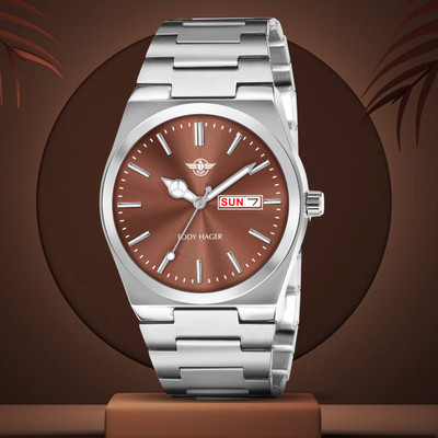 EDDY HAGER EH-289-Brown Day and Date Display Analog Watch  - For Men