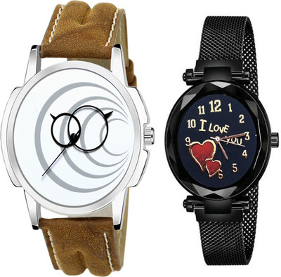 VARNI ENT Varni Enterpraise two classic-style analog metal or Leather straps and simple. Analog Watch  - For Couple