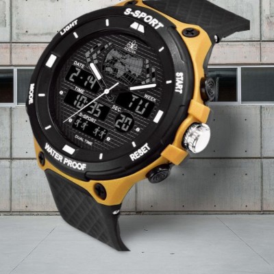 SKMEI 9084 DUAL TIME Chronograph Multifunctional Sport Metal Body fashionable wrist watch Analog Watch  - For Men