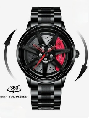 Fanish fashion New car wheel watch with rolling creative fashion analog watch SPINNER BLACK ANALOG WATCH SERIES Analog Watch  - For Men & Women