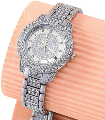 Glowme ROMAN Diamond Stone Crystal Stainless Steel Analog roman Watch: Analog Watch  - For Women