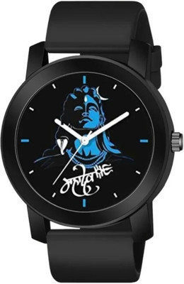 AV Times AV Times New Soft Belt Big Round Dial Mahadev Mahakal All Black Watch For Men Analog Watch  - For Men