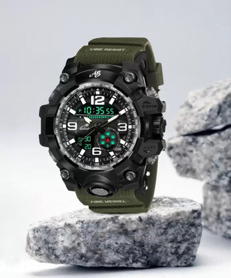AB Collection 2031 Splash Water Resistant Dual-Time Men's Watch Multifunction 12H / 24H Format Analog-Digital Watch  - For Men