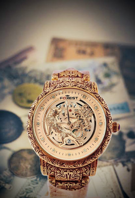 FOREST luxury lion FOREST curved golden dial bracelet wrist watch Analog Watch Analog Watch  - For Men