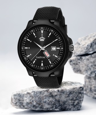 LIMESTONE Mesh Strap All Black Avatar Day and Date Functioning Quartz Analog Watch  - For Men