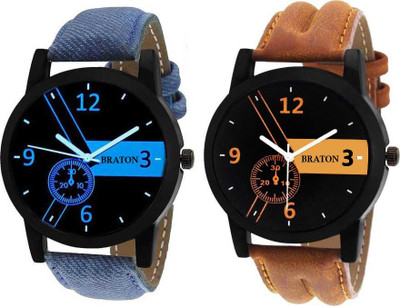 BRATON Combo Watch- Analog Watch - For Men Combo Pack Of 2 New Arrival Black & Brown Analog Watch  - For Men