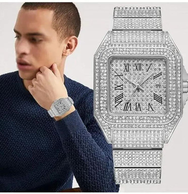 classicbusiness Big Square Dial Silver Stone Big Silver Stone Analog Watch  - For Men