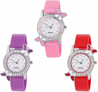 Stepso Diamond Studded Attractive Butterfly Stylish Analog Watch  - For Girls