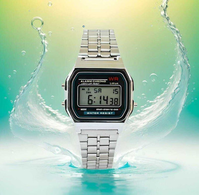 genzzz Black Dial Silver Stainless Steel Band Digital Watch - For Men & Women Black Dial Silver Stainless Steel Watch Digital Watch  - For Men & Women