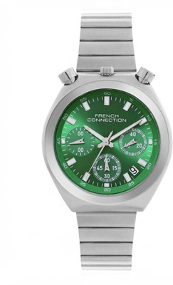 French Connection New Collection Dated Green Sunray Dial | Women's Silver Chronograph Watch Analog Watch  - For Women