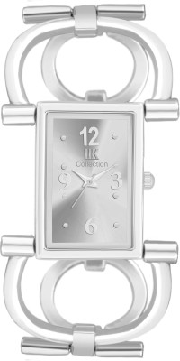 IIK Collection IIK-3187W Silver Studded Rectangle Dial with Silver Stylish Metal Bracelet Strap Analog Watch  - For Women