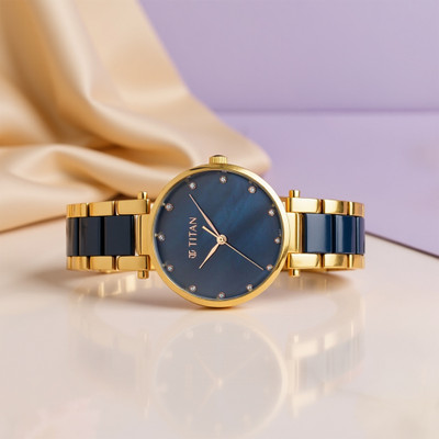 Titan NQ95061WD05 Purple Ceramic Upg Analog Watch  - For Women