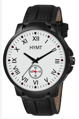 HYMT HMTY-5019 White Dial & Black Leather Strap for Boys Analog Watch  - For Men