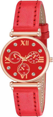 KIA STYLE New Attractive Round Roman Dial Leather Strap Analog Watch Analog Watch  - For Women