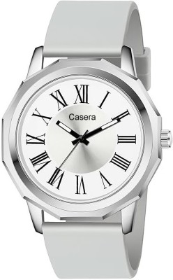 casera 800 Bk Silver Case Round Dial Silicon Strap Analog Wrist Watch For Boy And Men Analog Watch  - For Men