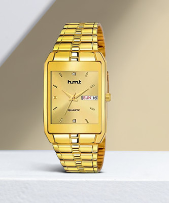 HLMT ANALOG WATCH HMTS Exclusive Premium Gold Plated Gold Dial Golden Chain Day & Date Functioning Analog-Digital Watch  - For Men & Women