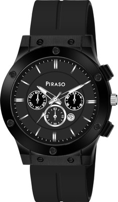 PIRASO HUB 2022 BLACK SILICONE MAGNETIC STRAP Piraso Black Date Dial Analog Watch & Black Silicone Magnetic Lock Strap Watch Analog Watch  - For Men