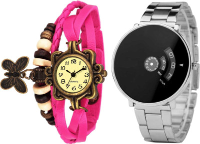 WANTON black color new design dial with butterfly style watch combo for men and women Analog Watch  - For Boys & Girls