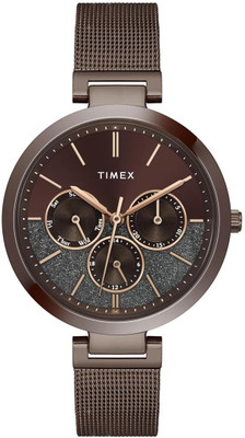 TIMEX TWEL14507 Brown Round Dial Quartz Analog Watch  - For Women