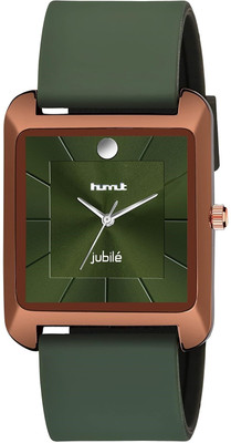 Hmrt PVC Strap Silicone Square Shape Green Dial Analog Watch  - For Men