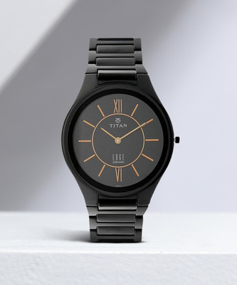 Titan Edge Ceramic Quartz in Rich Black Dial Analog Watch  - For Men